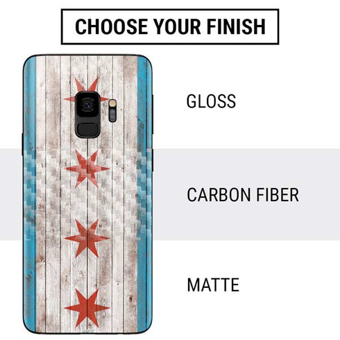 Chicago Flag Dark Wood Galaxy S9 Skin
